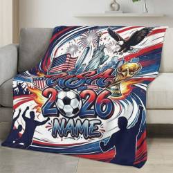 USA 2026 World Cup Fleece Blanket Personalized Soft Plush Soccer Fan Gift WC26FBUS3