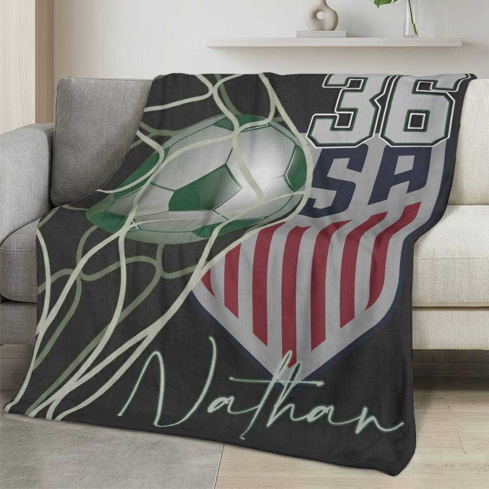 USA 2026 World Cup Fleece Blanket Personalized Soft Plush Soccer Fan Gift WC26FBUS32