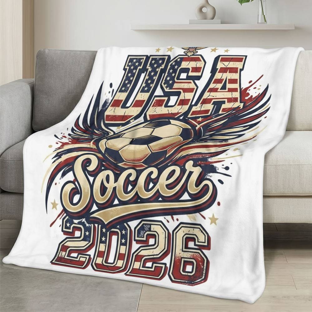 USA 2026 World Cup Fleece Blanket Personalized Soft Plush Soccer Fan Gift WC26FBUS34