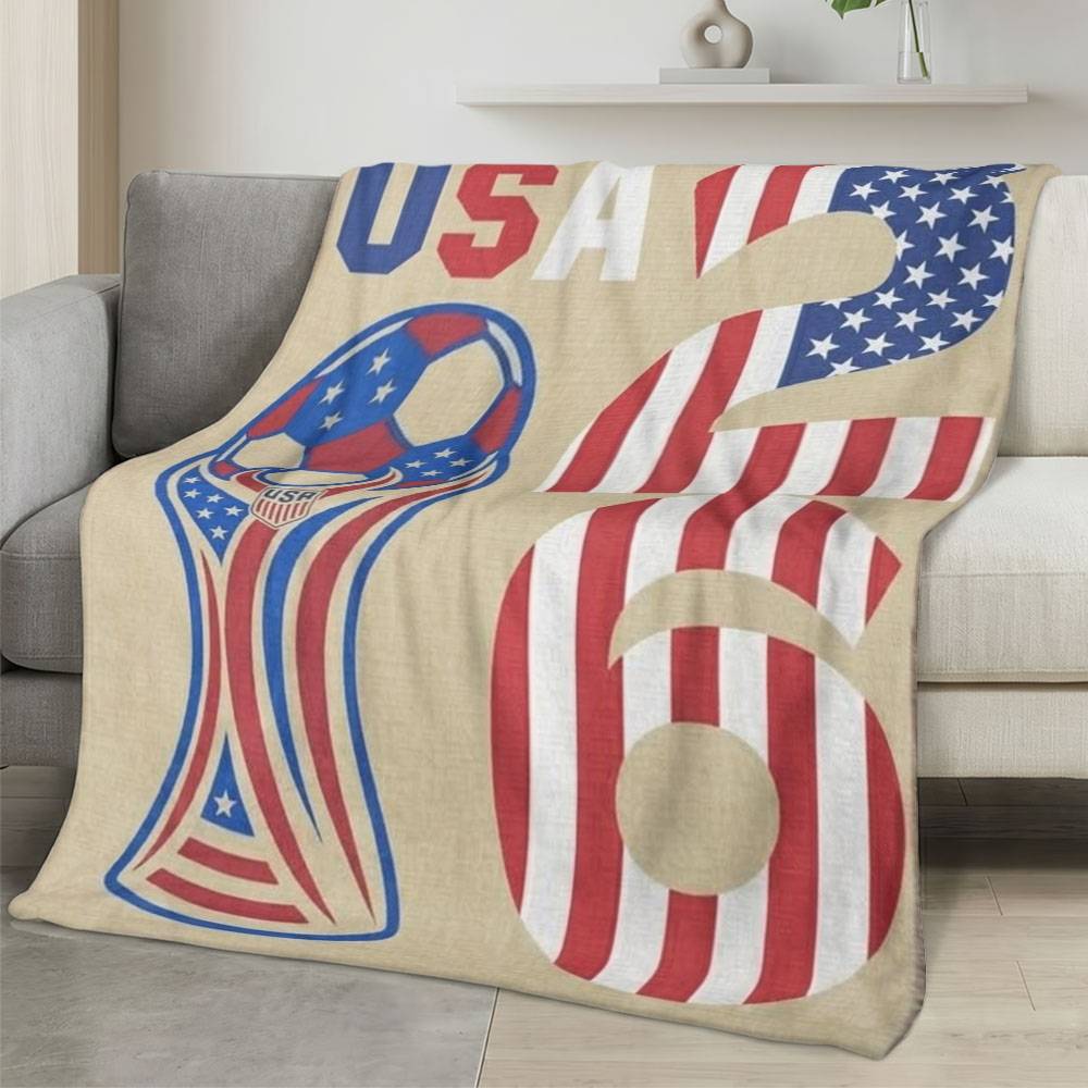 USA 2026 World Cup Fleece Blanket Personalized Soft Plush Soccer Fan Gift WC26FBUS42