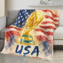 USA 2026 World Cup Fleece Blanket Personalized Soft Plush Soccer Fan Gift WC26FBUS45