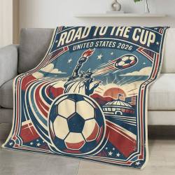 USA 2026 World Cup Fleece Blanket Personalized Soft Plush Soccer Fan Gift WC26FBUS52