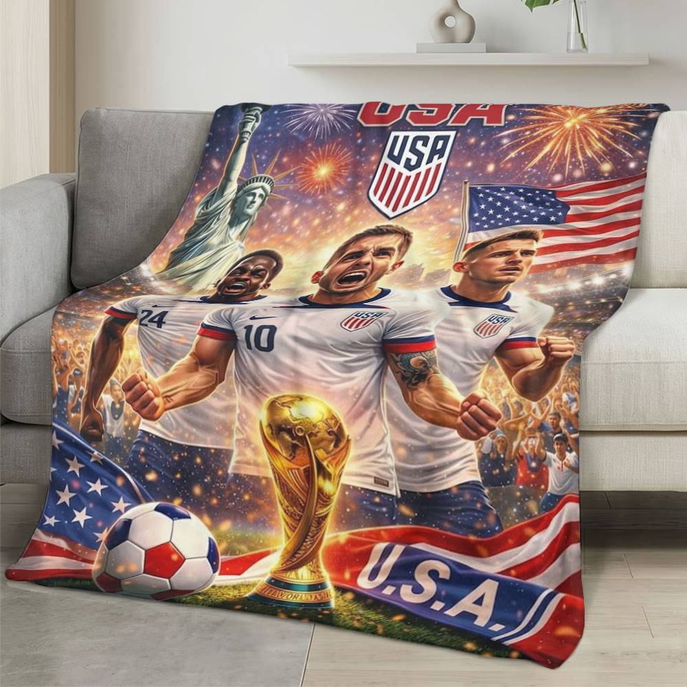 USA 2026 World Cup Fleece Blanket Personalized Soft Plush Soccer Fan Gift WC26FBUS53