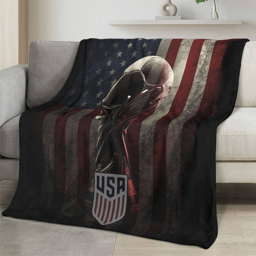 USA 2026 World Cup Fleece Blanket Personalized Soft Plush Soccer Fan Gift WC26FBUS54