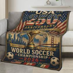 USA 2026 World Cup Fleece Blanket Personalized Soft Plush Soccer Fan Gift WC26FBUS56