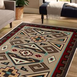 Vintage Ornamental Tribal Aztec Frame Area Rug Pattern LUX68