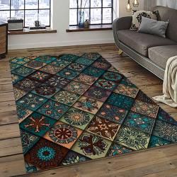 Aztec Southwestern Geometric Shape Pattern Carpet Area Rug Best Gift For Home Decor Event Gift ASG15