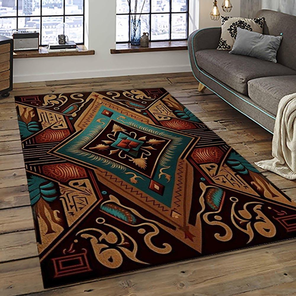 Aztec Southwestern Geometric Shape Pattern Carpet Area Rug Best Gift For Home Decor Event Gift ASG33