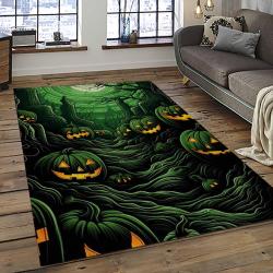 Halloween Style Pumpkin Autumn Retangle Carpet Area Rug Home Decor Halloween Gift HAL16