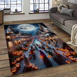 Halloween Style Pumpkin Autumn Retangle Carpet Area Rug Home Decor Halloween Gift HAL32