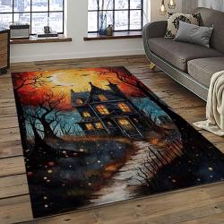 Halloween Style Pumpkin Autumn Retangle Carpet Area Rug Home Decor Halloween Gift HAL33