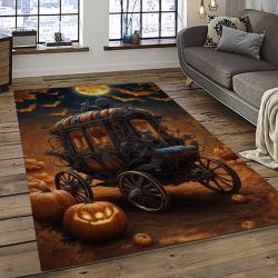 Halloween Style Pumpkin Autumn Retangle Carpet Area Rug Home Decor Halloween Gift HAL36