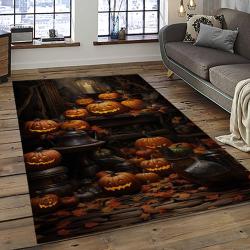 Halloween Style Pumpkin Autumn Retangle Carpet Area Rug Home Decor Halloween Gift HAL39