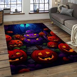 Halloween Style Pumpkin Autumn Retangle Carpet Area Rug Home Decor Halloween Gift HAL43