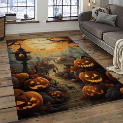 Halloween Style Pumpkin Autumn Retangle Carpet Area Rug Home Decor Halloween Gift HAL44