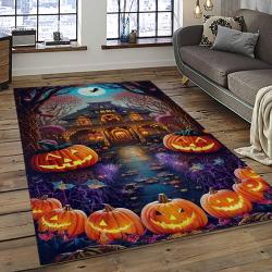 Halloween Style Pumpkin Autumn Retangle Carpet Area Rug Home Decor Halloween Gift HAL45