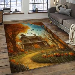 Halloween Style Pumpkin Autumn Retangle Carpet Area Rug Home Decor Halloween Gift HAL47