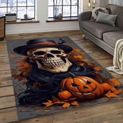 Halloween Style Pumpkin Autumn Retangle Carpet Area Rug Home Decor Halloween Gift HAL54