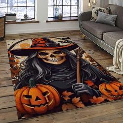 Halloween Style Pumpkin Autumn Retangle Carpet Area Rug Home Decor Halloween Gift HAL55