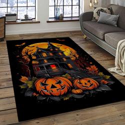 Halloween Style Pumpkin Autumn Retangle Carpet Area Rug Home Decor Halloween Gift HAL57