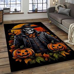 Halloween Style Pumpkin Autumn Retangle Carpet Area Rug Home Decor Halloween Gift HAL59