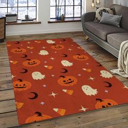 Halloween Style Pumpkin Autumn Retangle Carpet Area Rug Home Decor Halloween Gift HAL6