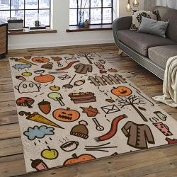 Halloween Style Pumpkin Autumn Retangle Carpet Area Rug Home Decor Halloween Gift HAL69