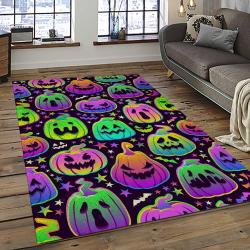 Halloween Style Pumpkin Autumn Retangle Carpet Area Rug Home Decor Halloween Gift HAL7