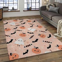 Halloween Style Pumpkin Autumn Retangle Carpet Area Rug Home Decor Halloween Gift HAL70