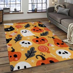 Halloween Style Pumpkin Autumn Retangle Carpet Area Rug Home Decor Halloween Gift HAL73