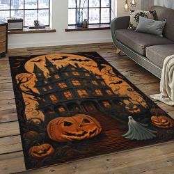 Halloween Style Pumpkin Autumn Retangle Carpet Area Rug Home Decor Halloween Gift HAL79