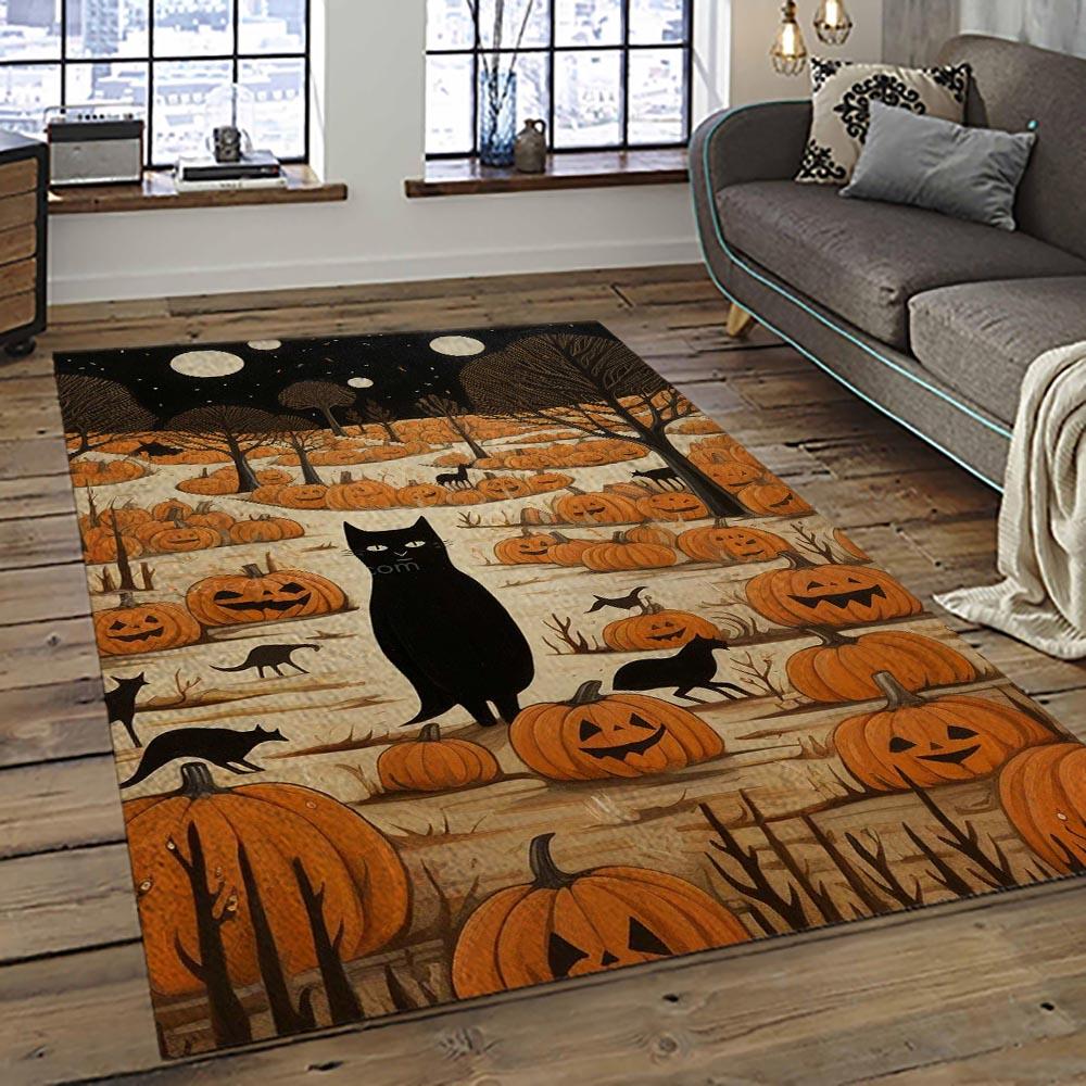 Halloween Style Pumpkin Autumn Retangle Carpet Area Rug Home Decor Halloween Gift HAL82
