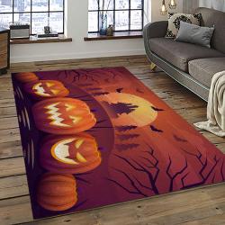Halloween Style Pumpkin Autumn Retangle Carpet Area Rug Home Decor Halloween Gift HAL86