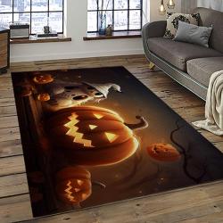 Halloween Style Pumpkin Autumn Retangle Carpet Area Rug Home Decor Halloween Gift HAL91
