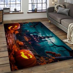 Halloween Style Pumpkin Autumn Retangle Carpet Area Rug Home Decor Halloween Gift HAL94