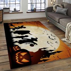 Halloween Style Pumpkin Autumn Retangle Carpet Area Rug Home Decor Halloween Gift HAL98
