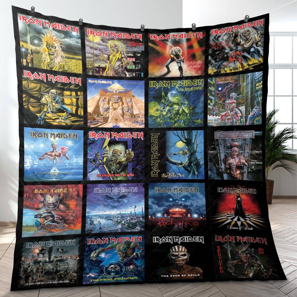 Iron Maiden Heavy Mental Music Band Quilt Blanket Fleece Blanket Amazing Gift For Fans Room Decor IM1