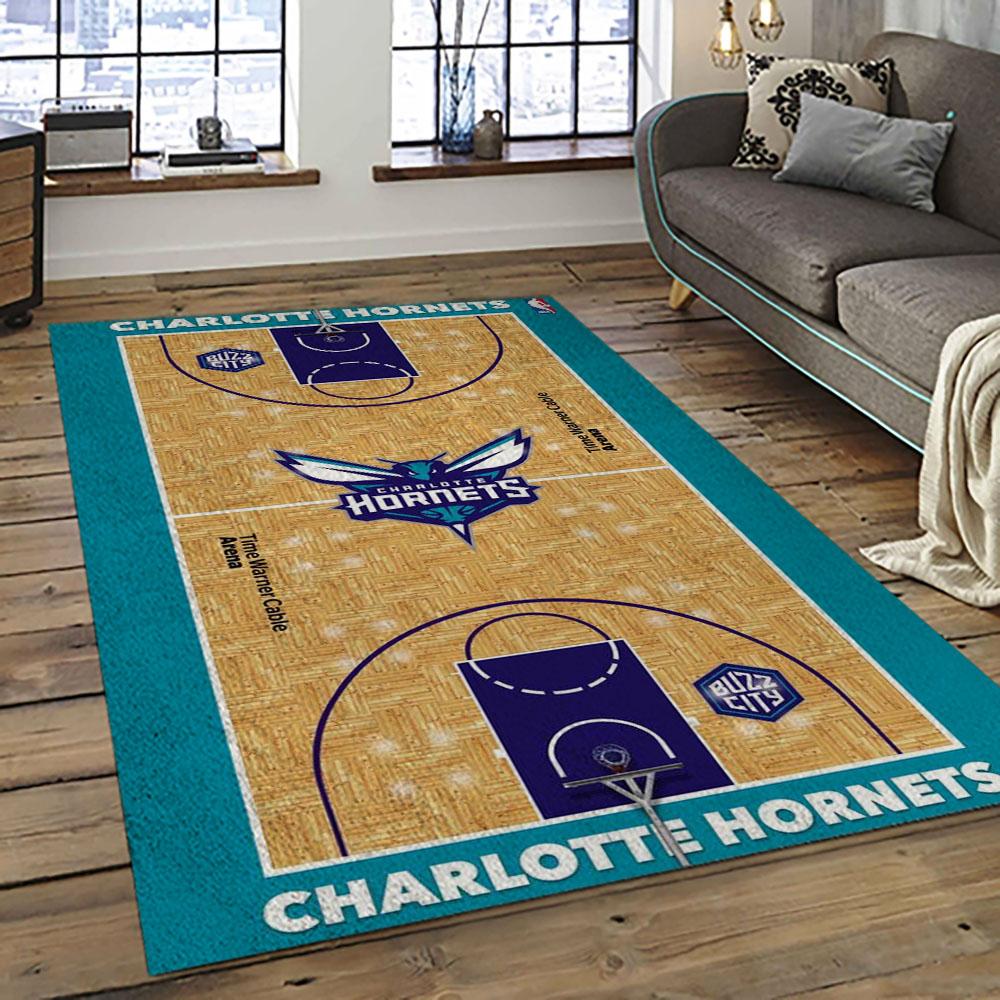 NBA Charlotte Hornets Basketball Team Logo Sport Carpet Area Rug Home Decor Best Gift For Friends CH66