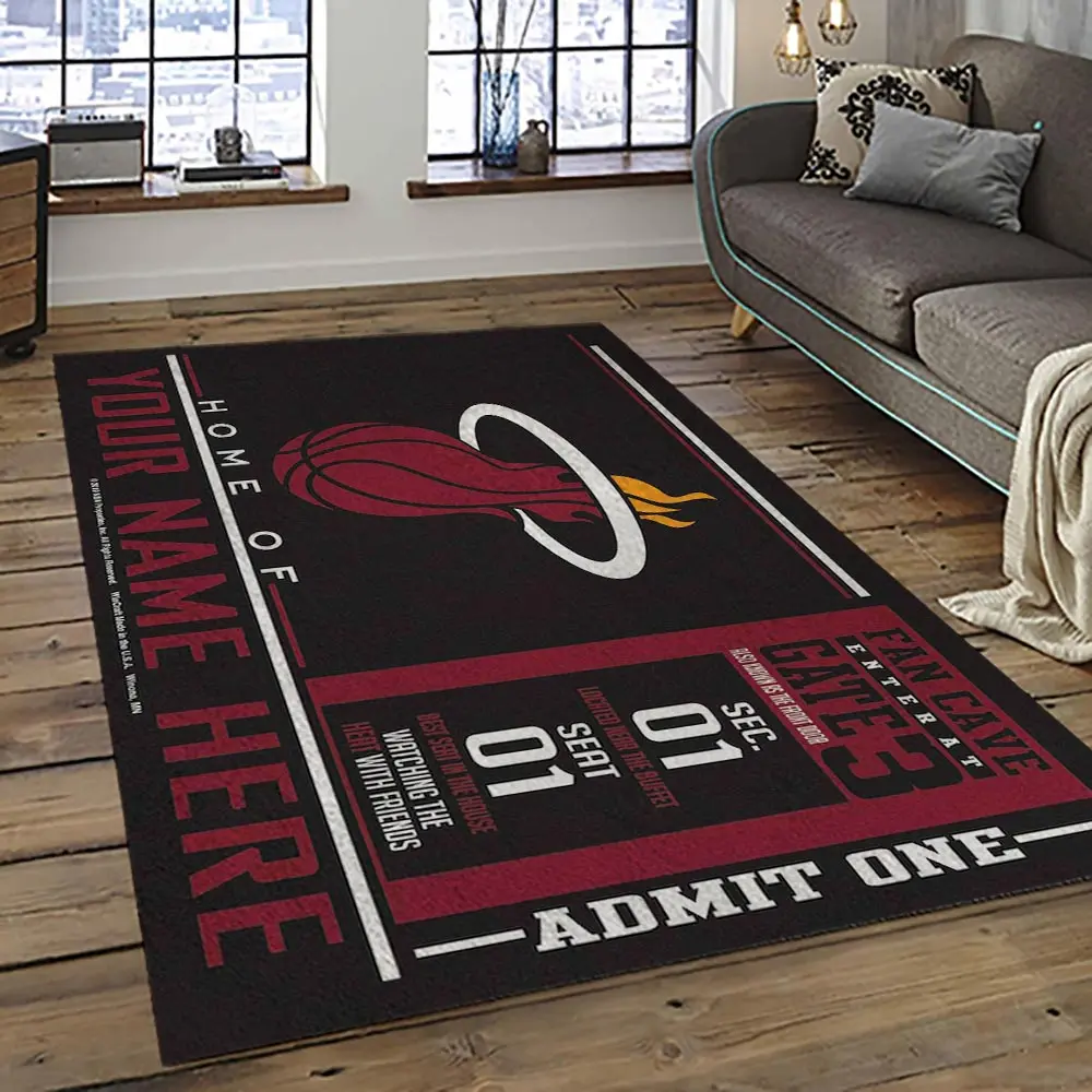 NBA Miami Heat Basketball Team Logo Sport Carpet Area Rug Home Decor Best Gift For Friends MH78