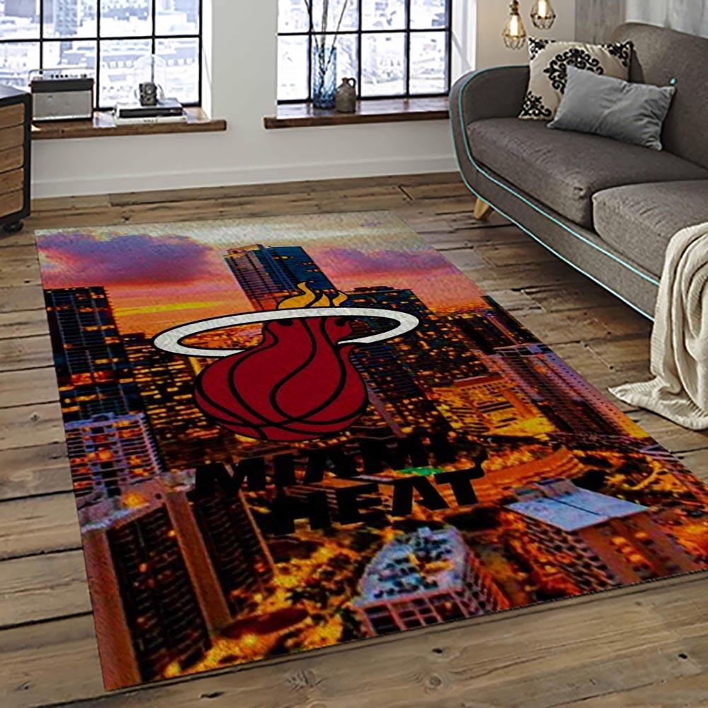 NBA Miami Heat Basketball Team Logo Sport Carpet Area Rug Home Decor Best Gift For Friends MH92