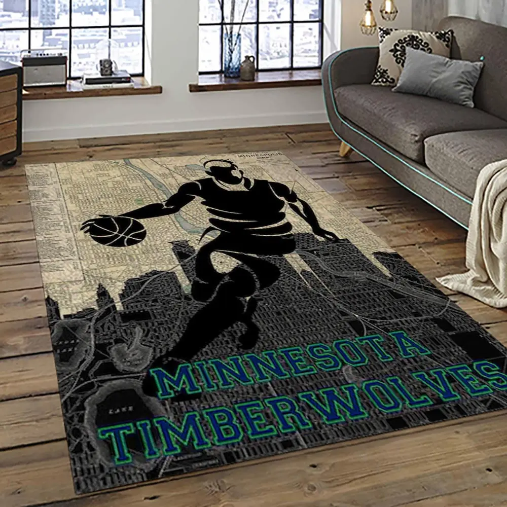 NBA Minnesota Timberwolves Basketball Team Logo Sport Carpet Area Rug Home Decor Best Gift For Friends MT45
