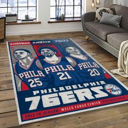 NBA Philadelphia 76ers Basketball Team Logo Sport Carpet Area Rug Home Decor Best Gift For Friends P7645