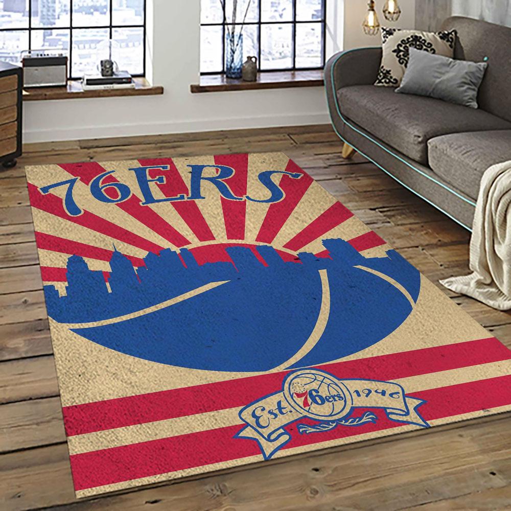 NBA Philadelphia 76ers Basketball Team Logo Sport Carpet Area Rug Home Decor Best Gift For Friends P7655