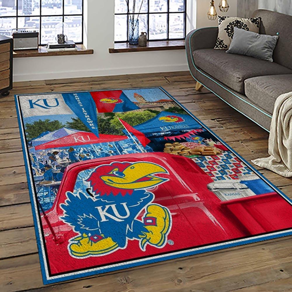 NCAA Kansas Jayhawks Football Team Logo Sport Carpet Area Rug Home Decor Best Gift For Friends KSJK19