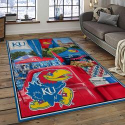 NCAA Kansas Jayhawks Football Team Logo Sport Carpet Area Rug Home Decor Best Gift For Friends KSJK19