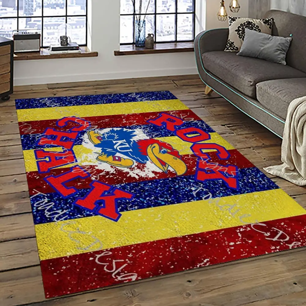 NCAA Kansas Jayhawks Football Team Logo Sport Carpet Area Rug Home Decor Best Gift For Friends KSJK21