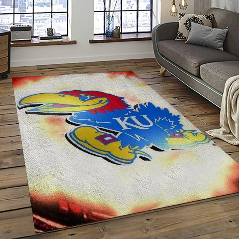 NCAA Kansas Jayhawks Football Team Logo Sport Carpet Area Rug Home Decor Best Gift For Friends KSJK32