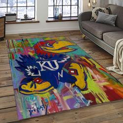 NCAA Kansas Jayhawks Football Team Logo Sport Carpet Area Rug Home Decor Best Gift For Friends KSJK36