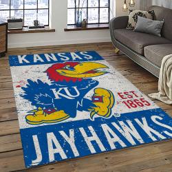 NCAA Kansas Jayhawks Football Team Logo Sport Carpet Area Rug Home Decor Best Gift For Friends KSJK39