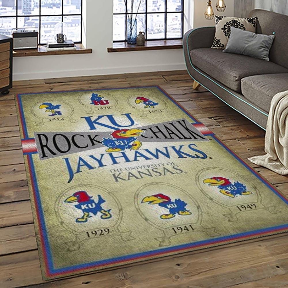 NCAA Kansas Jayhawks Football Team Logo Sport Carpet Area Rug Home Decor Best Gift For Friends KSJK47